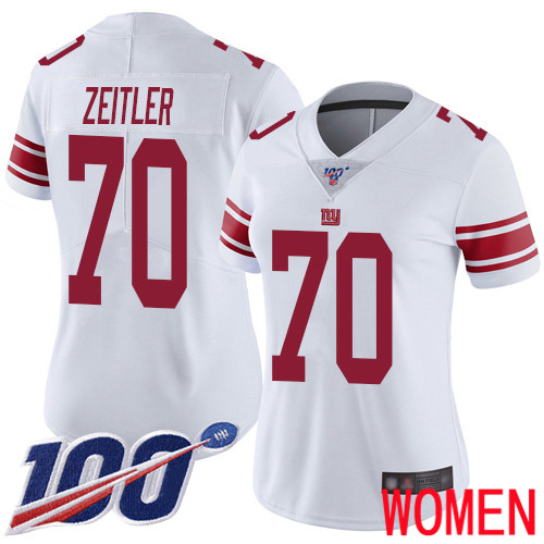 Women New York Giants #70 Kevin Zeitler White Vapor Untouchable Limited Player 100th Season Football NFL Jersey->women nfl jersey->Women Jersey